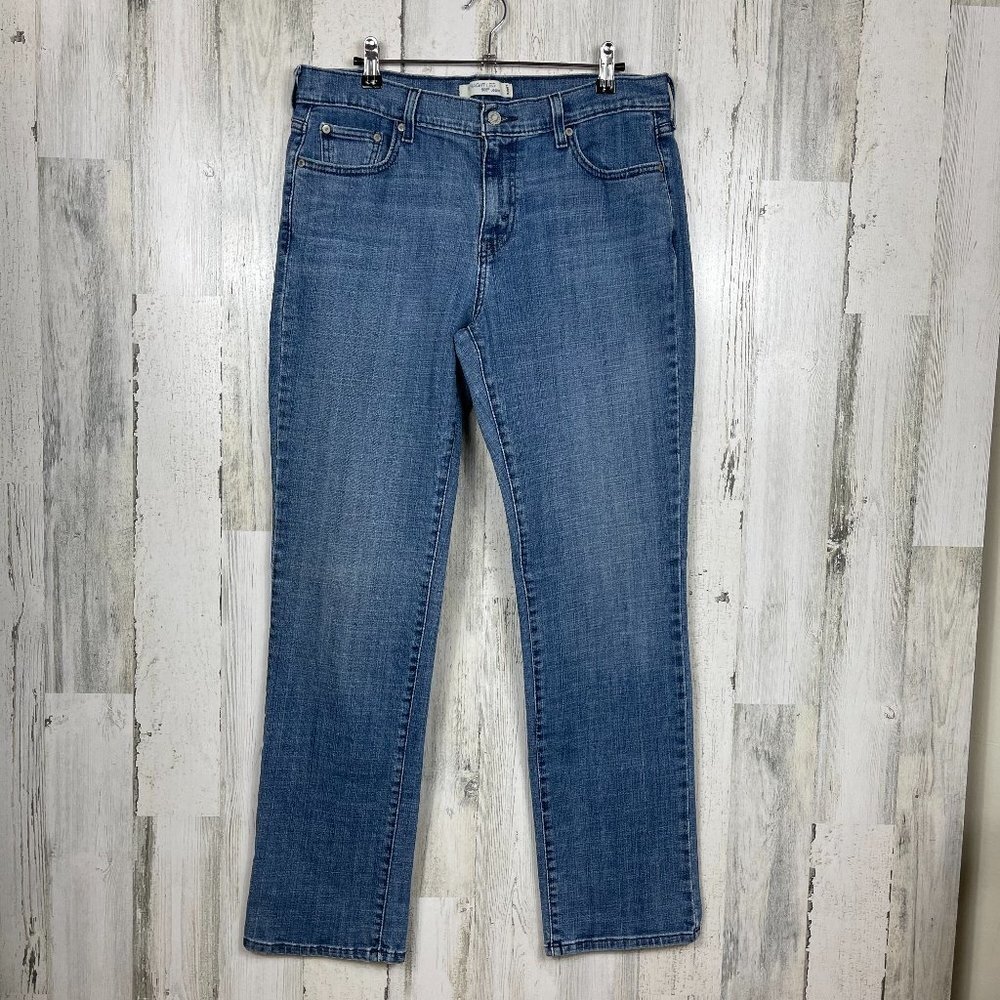 Levis 505 denim jeans straight leg hi rise size 12 medium wash classic‎ staple